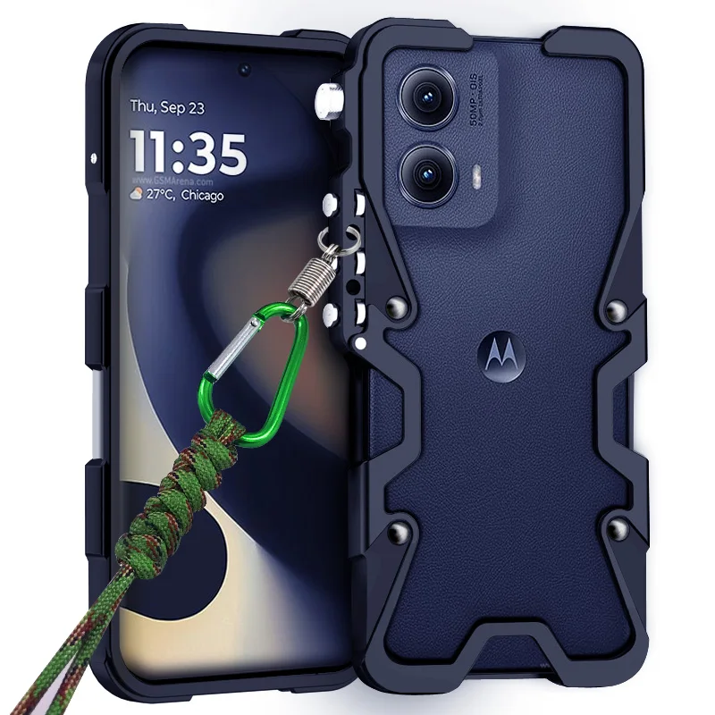 

Zimon Armor Metal Aluminum Phone Cases Bumper For Motorola Moto G85 & S50 Neo Cover Mechanical Purely Handmade Skull Case