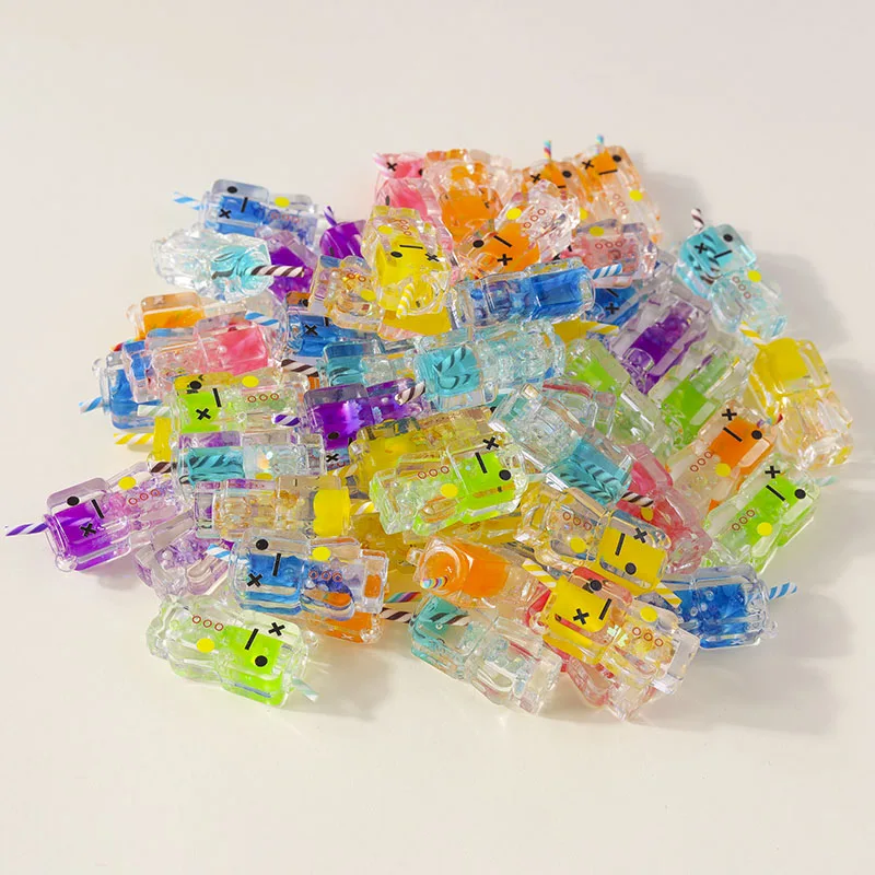 Leslie 5 stücke Harz niedlichen Pixel Person Perle Blase Tee Ohrring Charms DIY Schlüssel bund Halskette Anhänger Schmuck Herstellung Zubehör – Detail 4