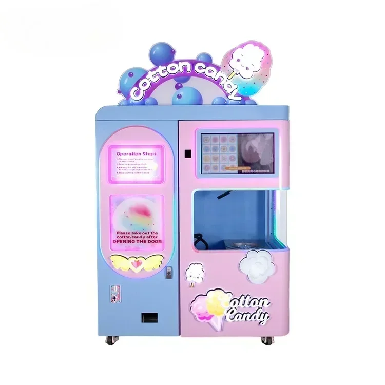 Customized Coin Operated Smart Large Commercial Full Automatic Cotton Candy Making Machine Cheap New Professional Cotton Candy M