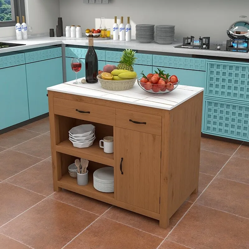 Open kitchen island, separate solid wood dining side cabinet, household storage, meal preparation storage cabinet, movable cooki