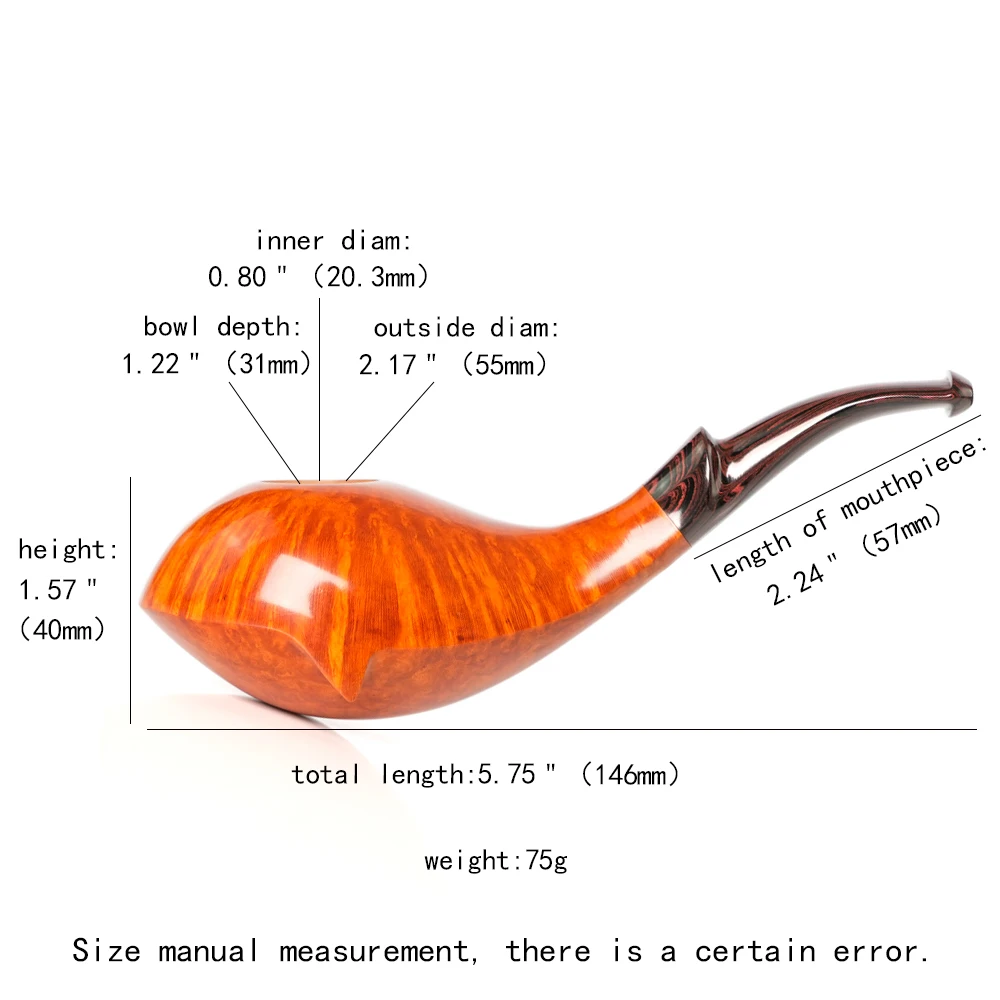 JIBILL Handmade Briar Tobacco Pipe Whale Animal Pipe Colored Pipe Father's Day Gift 3mm Pipe Channel