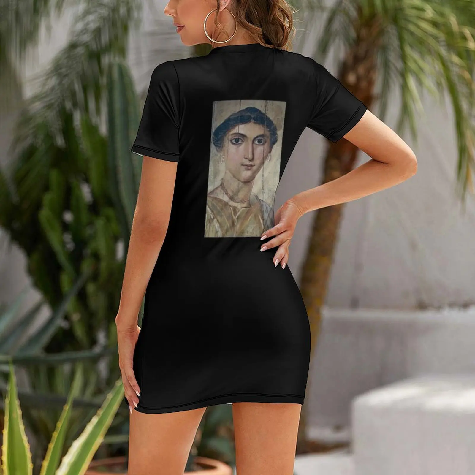 Fayum mummy portrait ancient Egypt woman Short Sleeved Dress Long dresses Beachwear Dress