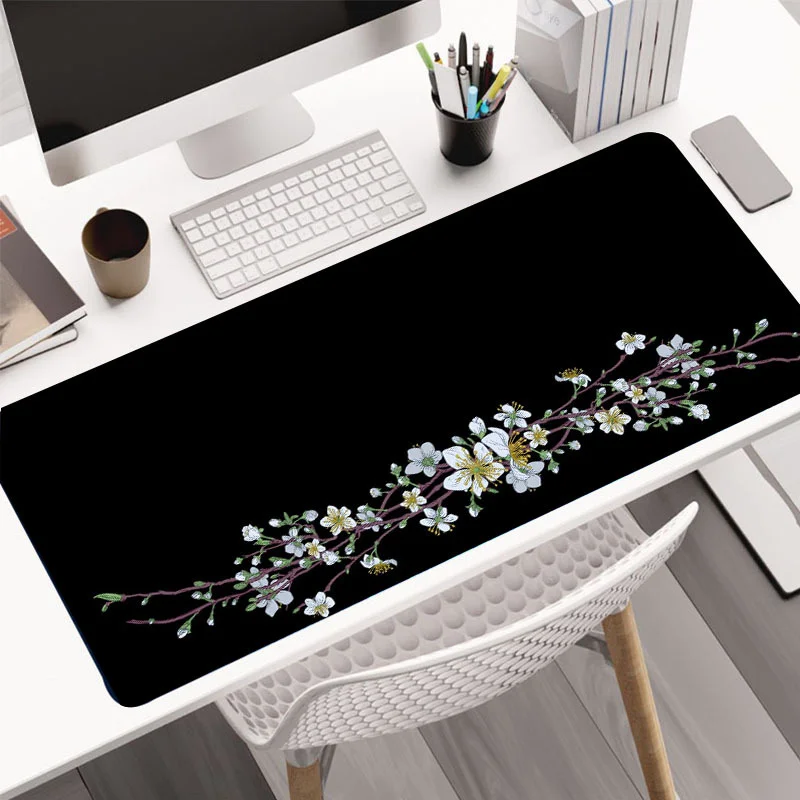 Floral Vines Aesthetic Large Gaming Mouse Pad Office Desk Mat Computer Keyboard Pad Non-slip Office Desk Room Decor Accessories