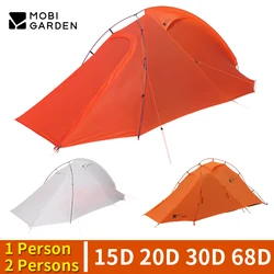 MOBI GARDEN Ultralight camping Tent 1/2 Person Outdoor hiking Travel Backpack Single Double Tent 15D 20D 30D 68D Nylon Portable