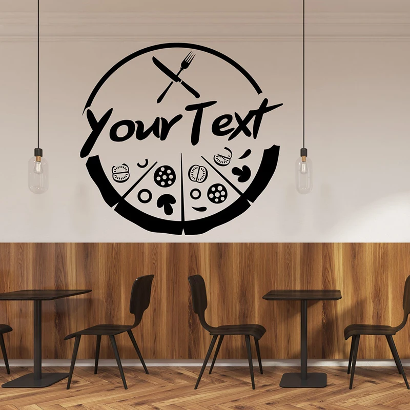 Pizza Personalized wall decor Pizzeria Sticker Food Lover Wall Decal Vinyl Window Sticker Pizza Decal pegatinas de pared E883