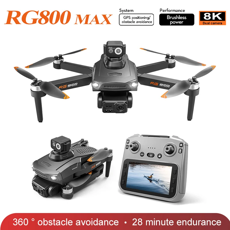 طائرة بدون طيار RG800 MAX 4K WiFi GPS احترافية عالية الدقة للتصوير الجوي كوادكوبتر مع كاميرات لتجنب العوائق لعبة الطائرات بدون طيار FPV