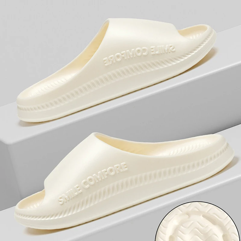 

Letter Printing Couple Summer Slippers Women Eva Anti Slip Bathroom Home Slippers Woman Outdoor Soft Thick Sole Cloud Slides