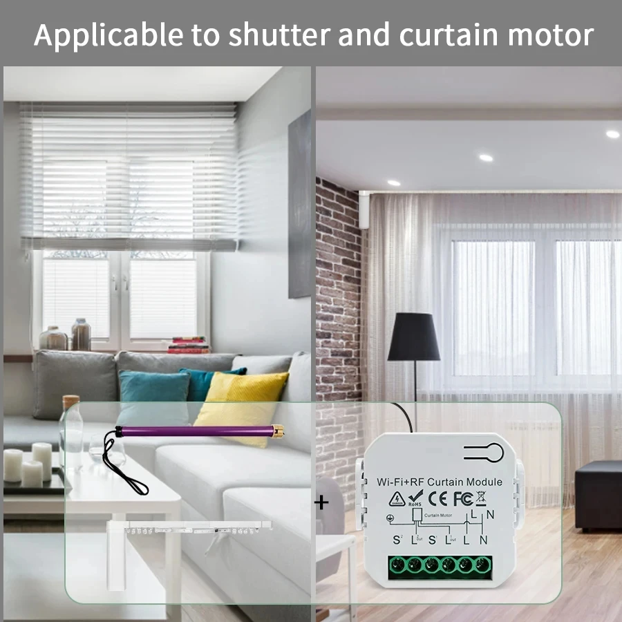 Tuya WiFi Smart Curtain Switch Controllers Motorized Roller Shutter Motor Smart Life APP Remote Control Alexa Google Home Voice