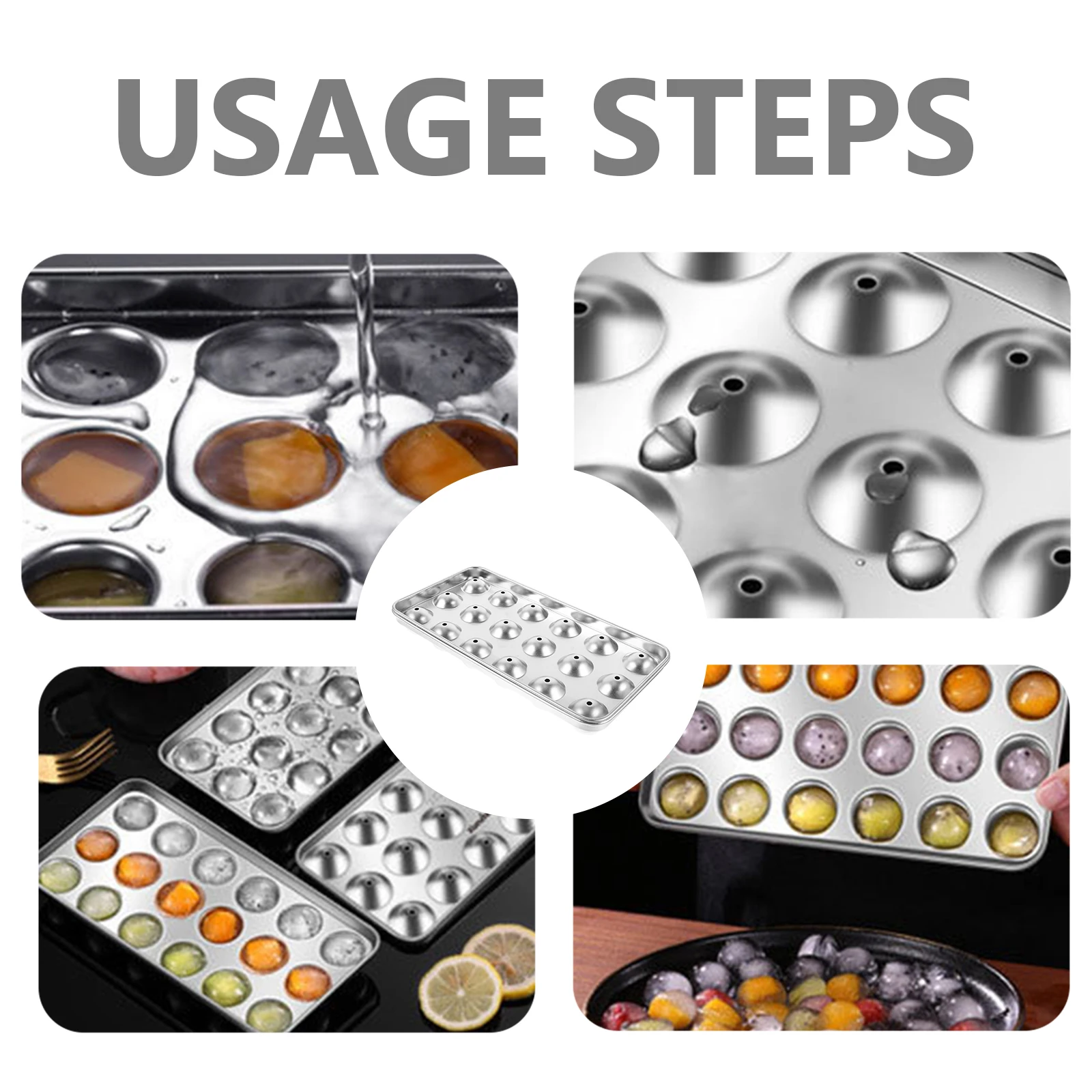 

1pc 304 Stainless Maker Round Tray Creative Mold Freezer Kitchen Tool Ball Making Tray Ice Cube Mold Shaped Ice Making