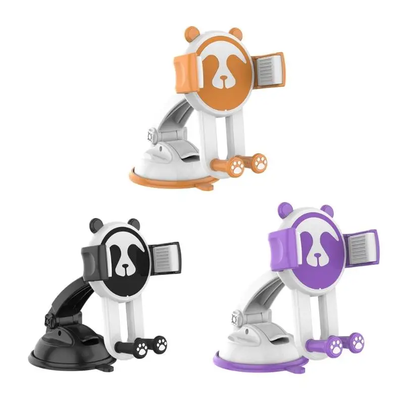 R53C Strong Vacuum Cup Phone Mount with Playful Panda Design Suitable for Long Trip