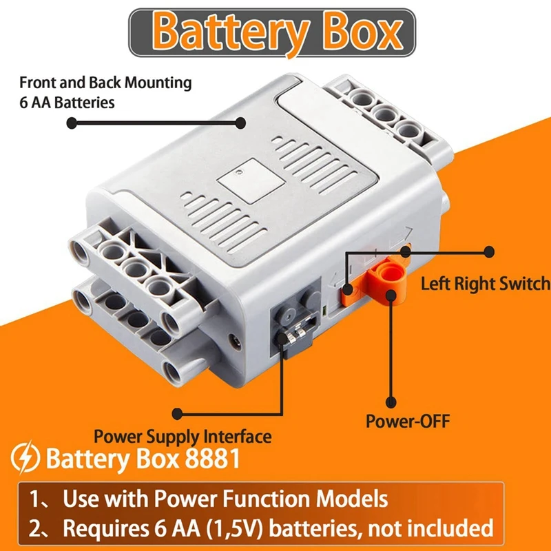 Piezas de funciones de potencia MOC, bloques de construcción, Motor de pista de tren, caja de batería, receptor de Control remoto de velocidad infrarroja