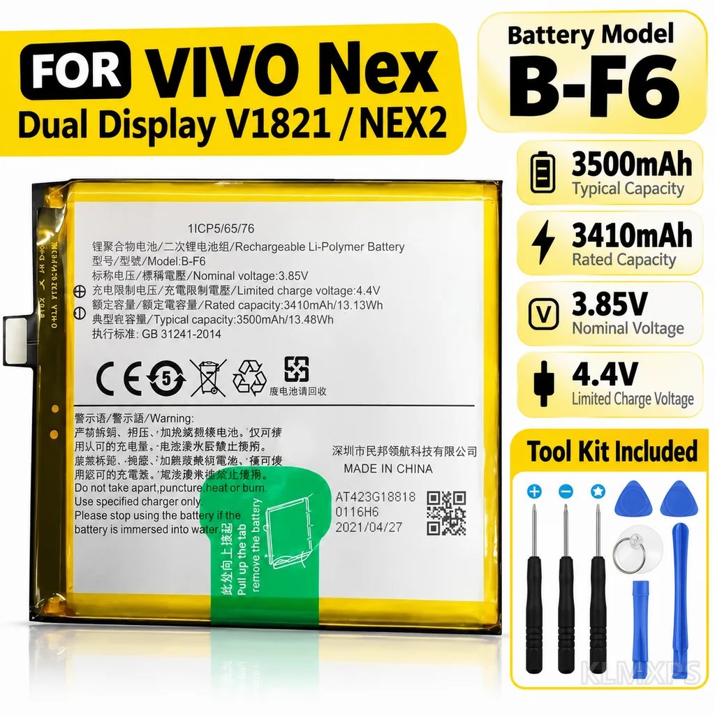 New B-F6 3500mAh Phone Replacement Battery For Vivo NEX Dual Display V1821 / NEX 2 Smartphone, Mobile Phone Battery Replacement
