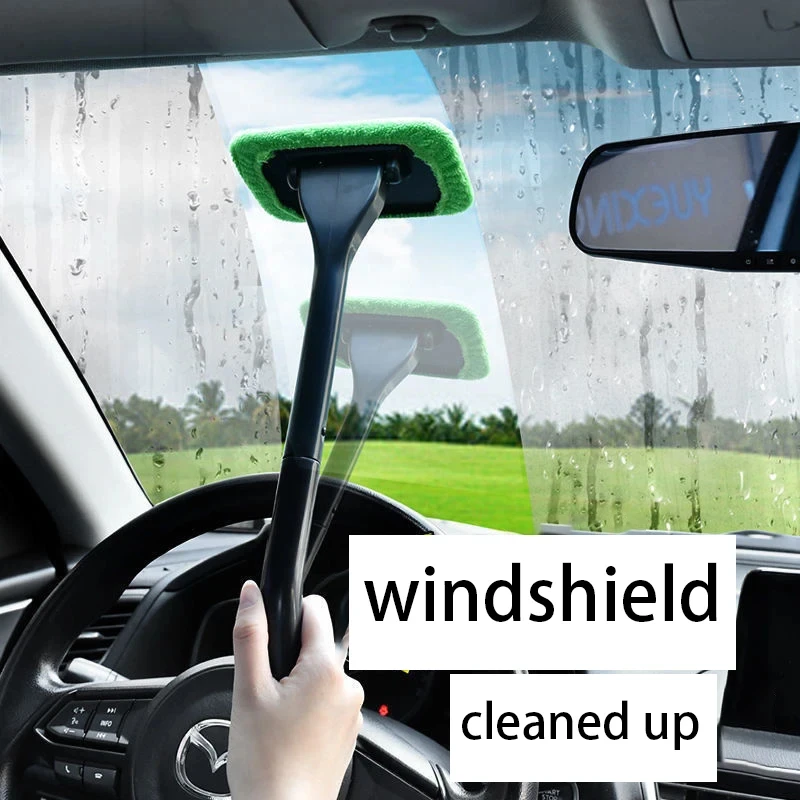 Auto Window Cleaning Wash Tool Set Long Handle Car Accessories  Window Cleaner Brush Windshield Wiper Microfiber Brush Cleaning