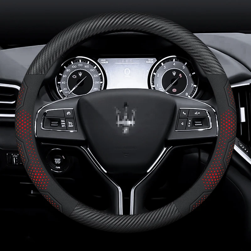

Maserati Levante Ghibli Coupe Spyder GranTurismo Quattroporte Mc20 Carbon fiber Suede Car Steering Wheel Cover Auto Accessories