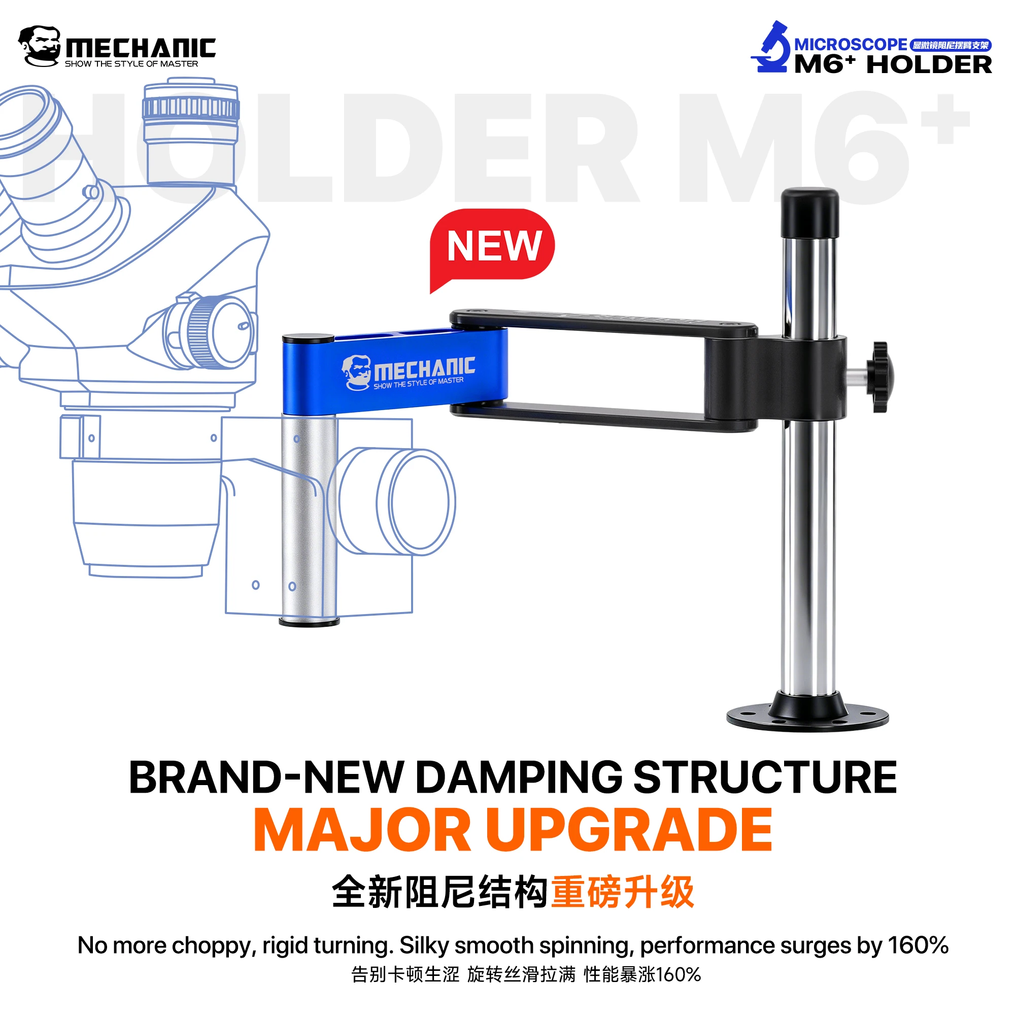 MECHANIC M6 Microscope Dual Positioning Folding Swing Arm Stand for Stereo Microscope Electronic Repair Support Swing Arm Tool