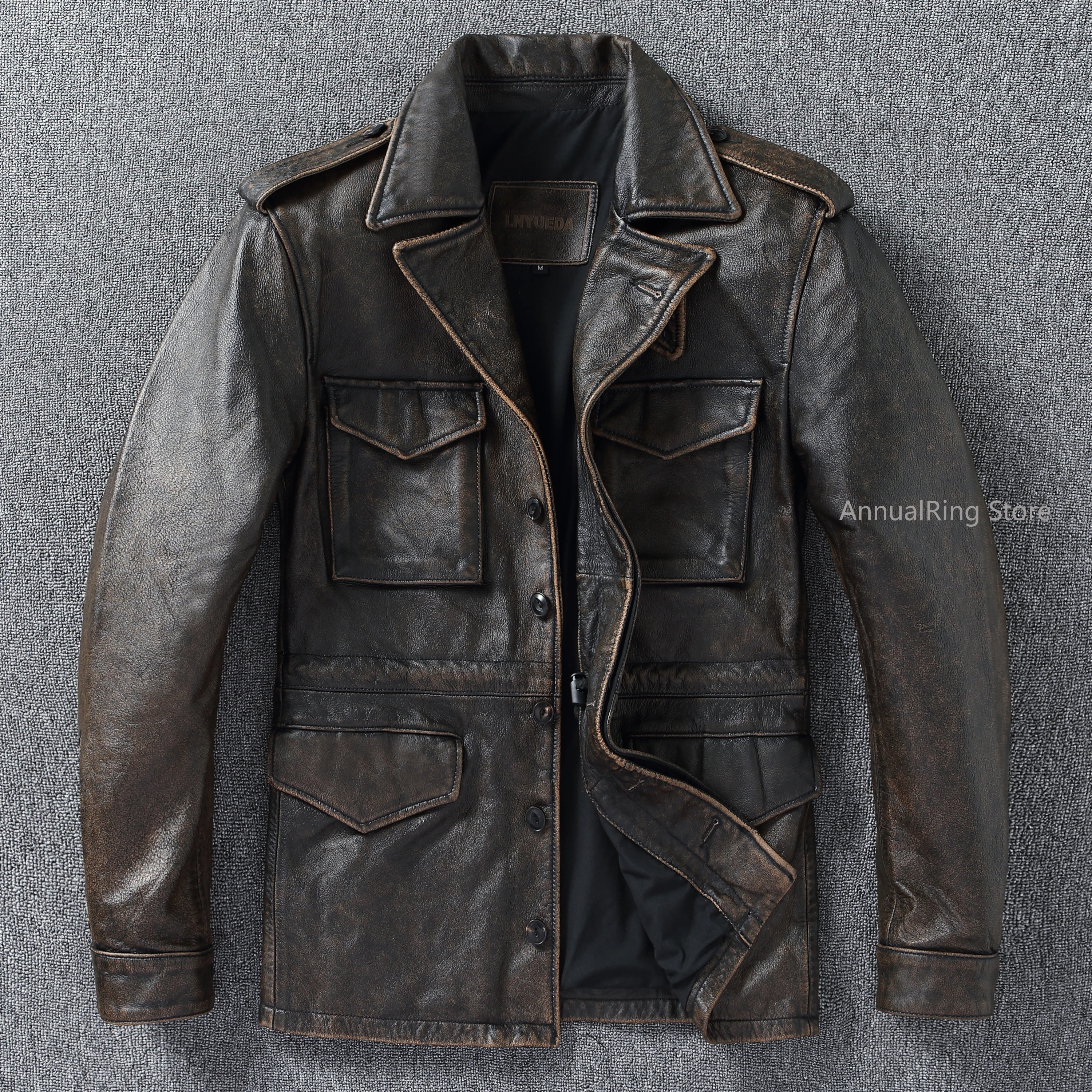 

Классический Тренч M43, воловья кожа, военная куртка из натуральной кожи, средняя и длинная мужская винтажная кожаная куртка с несколькими карманами