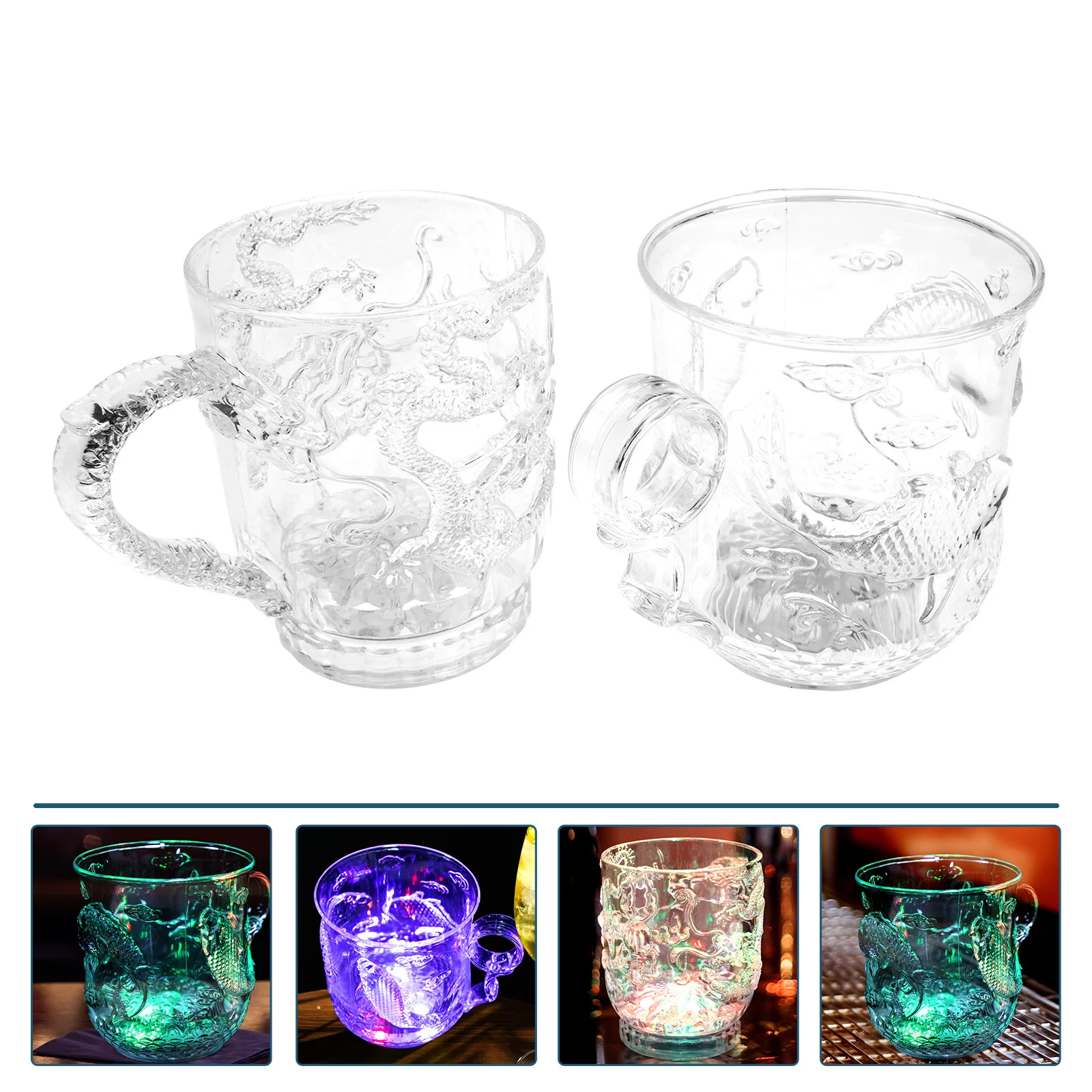 

2pcs Glowing Cup Light Up Cups For Party Bar Ktv Glow In The Dark Beer Wine Water Containers Night Luminous Glasses