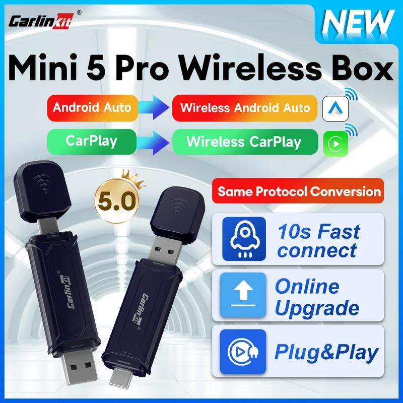 

New 5 Pro CarlinKit 5.0 Android Auto CarPlay 2In1 Wireless Adapter Online Upgrade BT WiFi Auto Connect CarPlay For Benz Bmw Audi