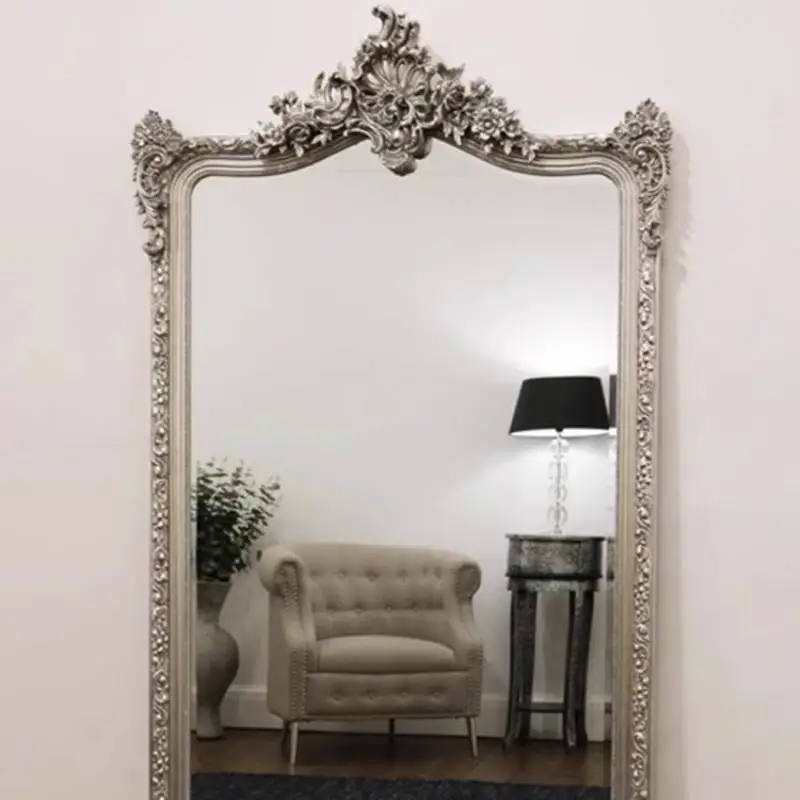 Full Body Gold Luxury Espejos De Piso Room Decoration Vintage Living Room Mirrors Full Body Floor Nordic Princess Design Mirrors view 5