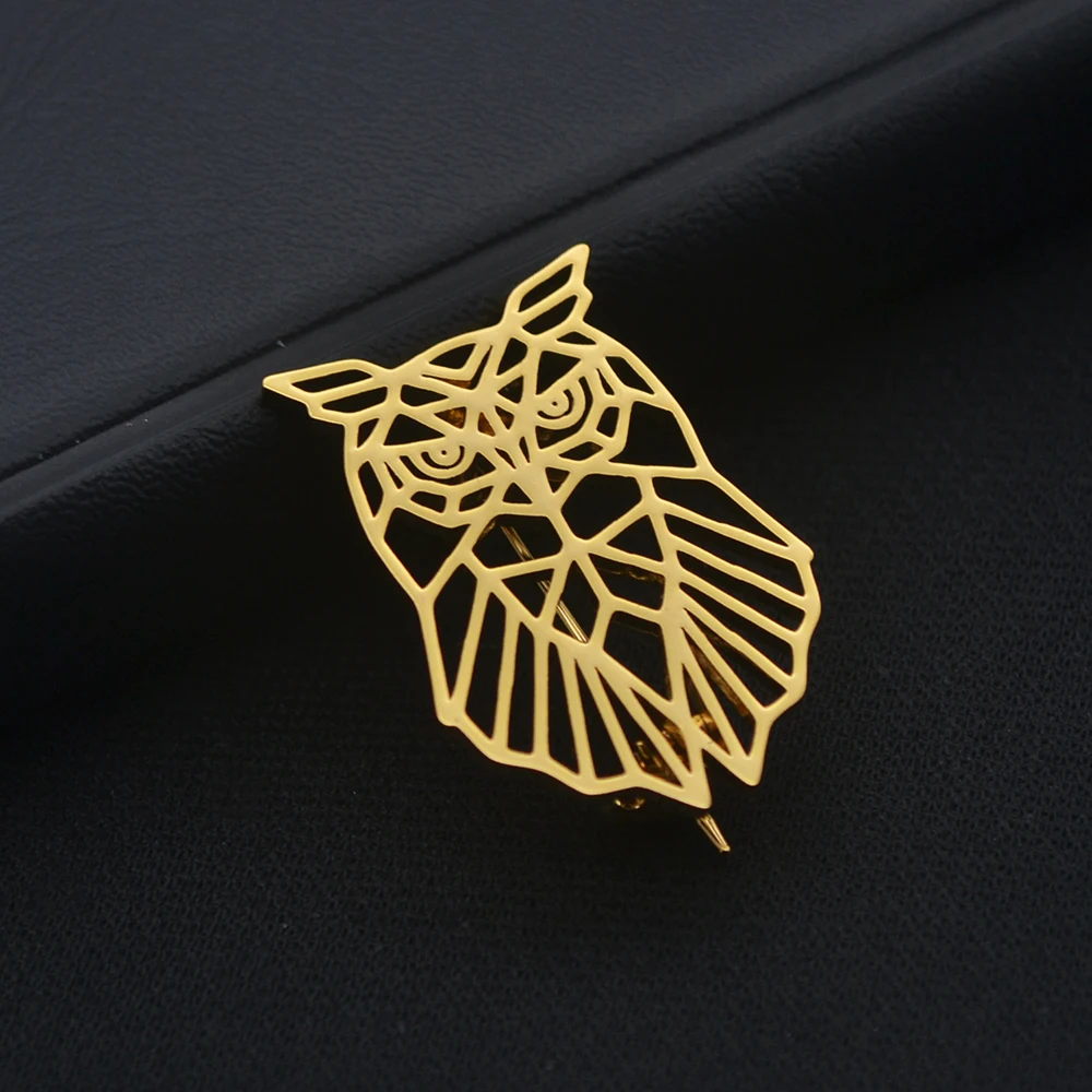 Men's Lapel Brooch  Owl Shaped Fashion Brooch  Stainless Steel Plated Color  Wedding Dress  Jewelry Birthday Gift for Boyfriend