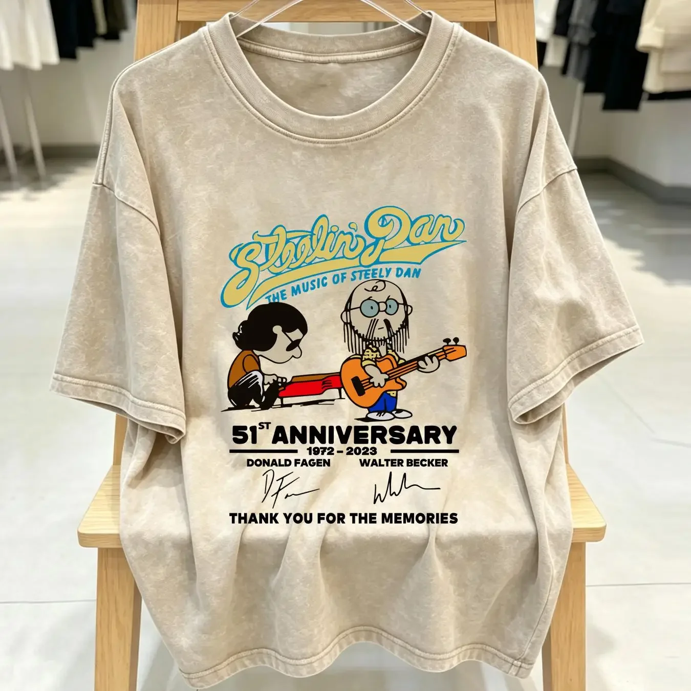 washed T Shirt The Music of Steely Dan 51st Anniversary 1972 2023 Signature vintage Washed Versatile Breathable homme fashion