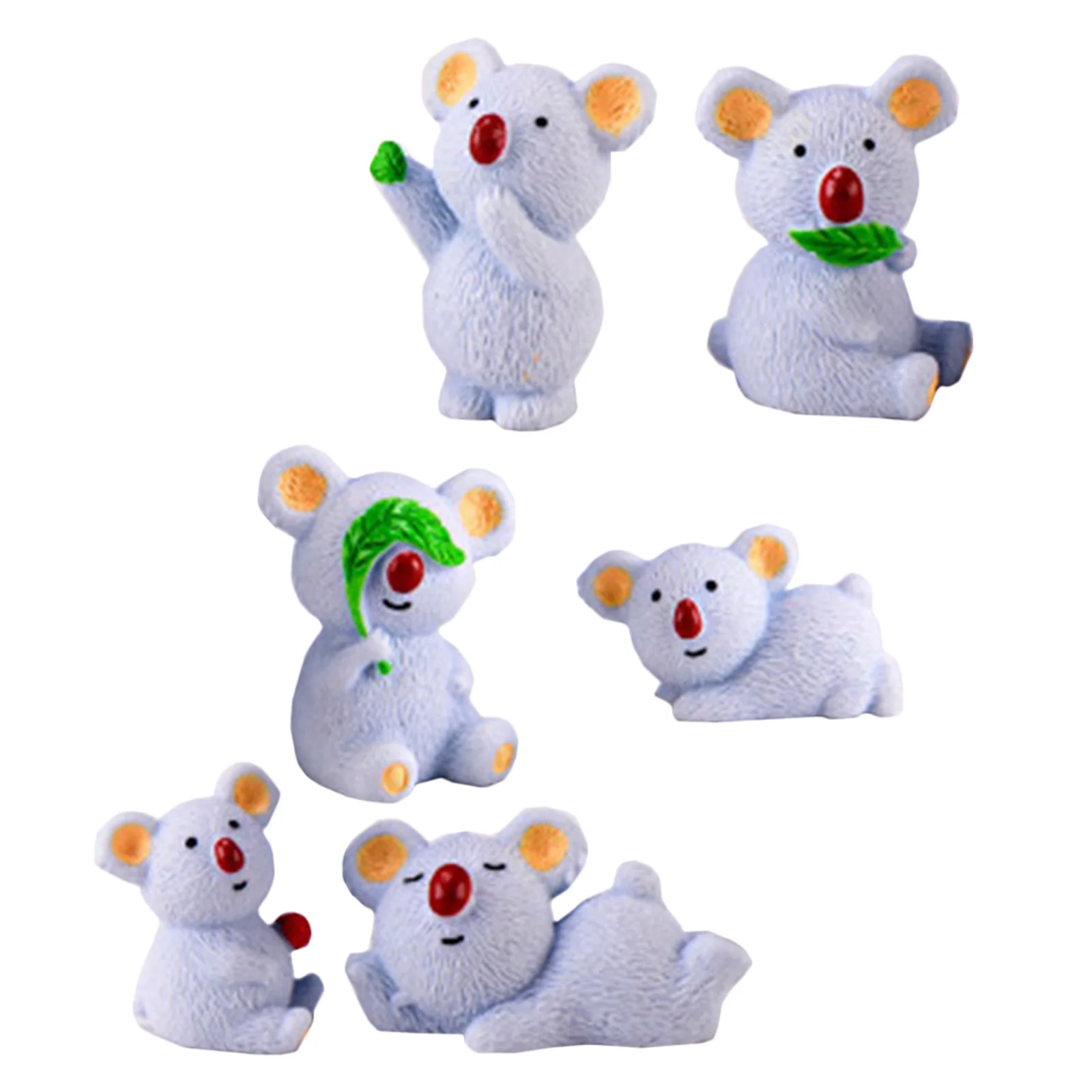 

6pcs Koala Bear Figurines Grey Mini Decor Desktop Sculpture Garden Supplies Koala Bear Decoration Landscape Decors