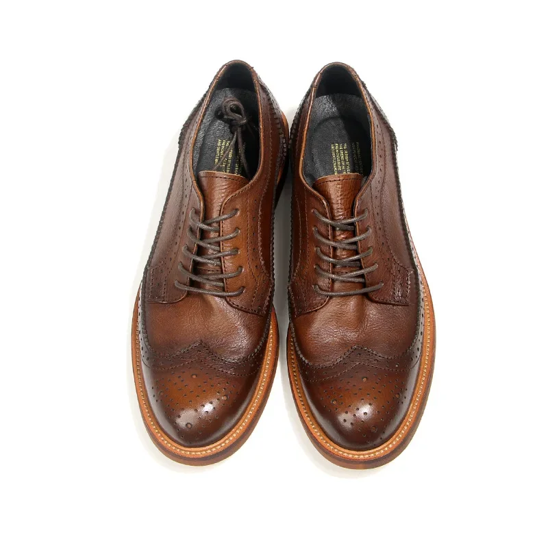Handmade Men Dress Shoes High Quality Cow Leather Business British Brogue Shoes Ankle Tooling Desert Boots Wedding Wedge