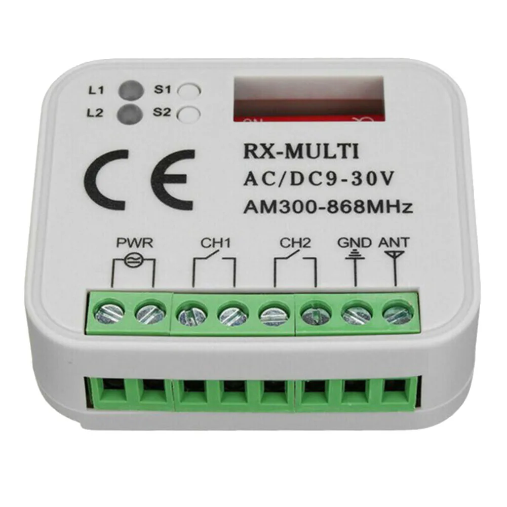 Receptor remoto da porta da garagem, controlo a distância, 433, 868MHz, RX, MULTI, 300-900MHz, C.A., C.C., 9-30V