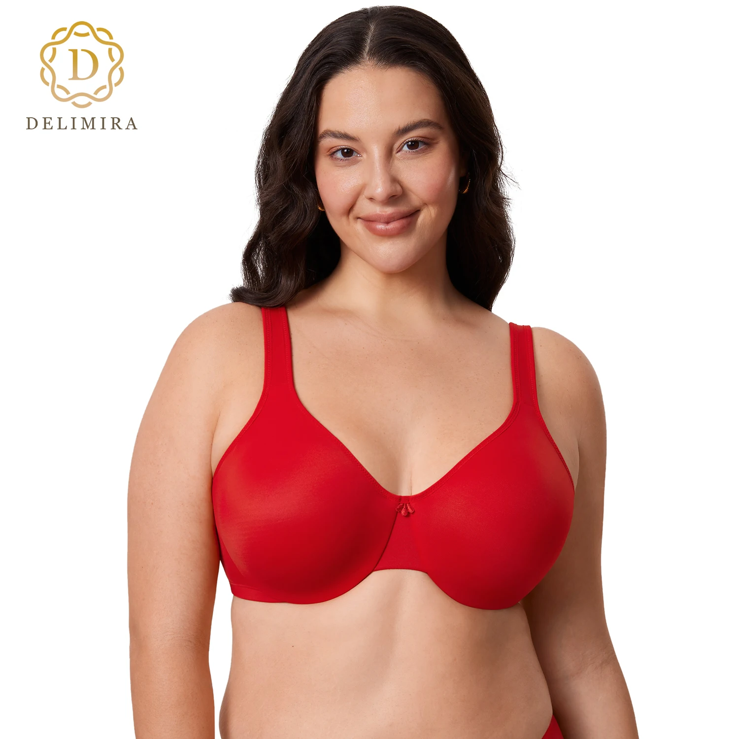 

DELIMIRA Women's Minimizer Bra Plus Size Underwire Smooth Full Coverage Seamless Bras D DD E F