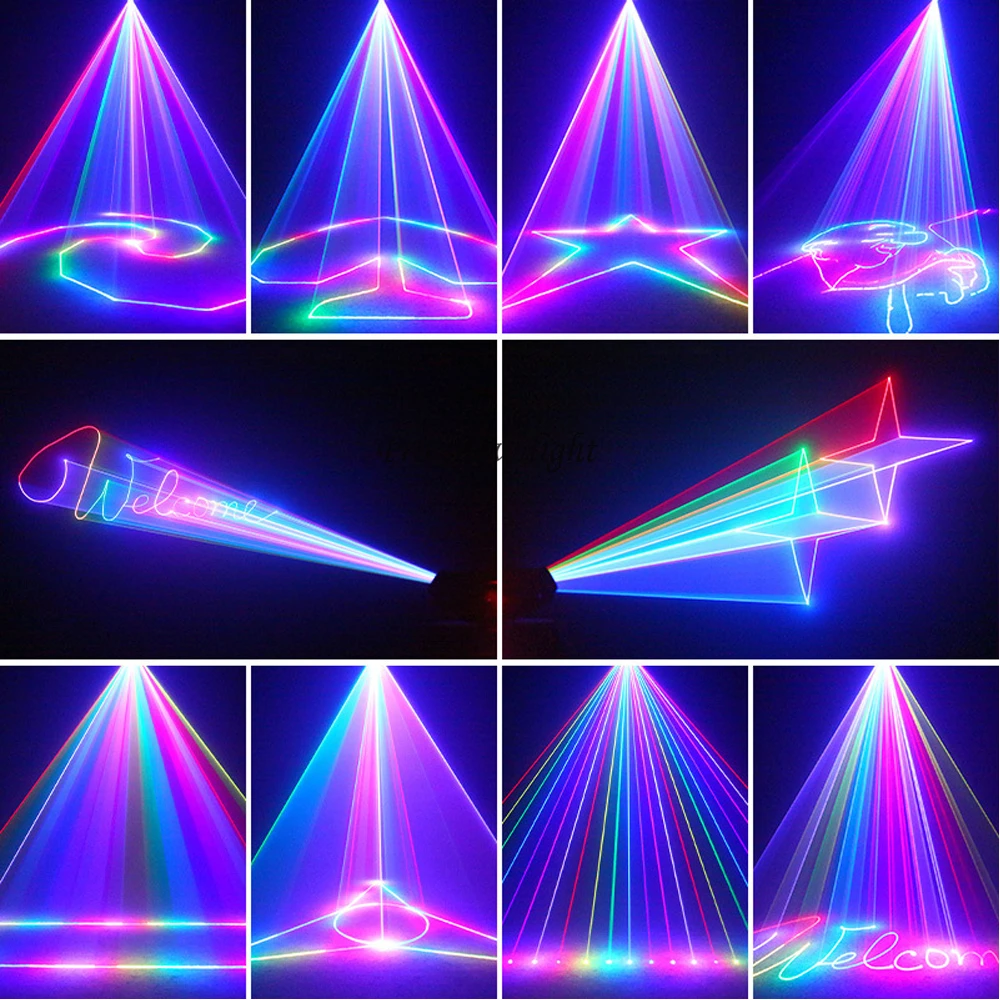 DJ Lichter Für Party 300mW RGB Voll Farbe Laser Licht Projektor 15K 3D Animation Laser Licht Mit Fernbedienung DMX Disco Licht