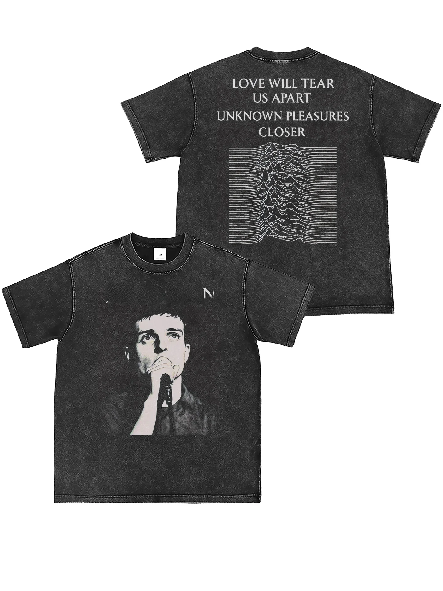Joy Division Band Vintage Washed Direct Print American Style Street Punk Rock Short Sleeve T-Shirt Loose Fit Cotton Youth 