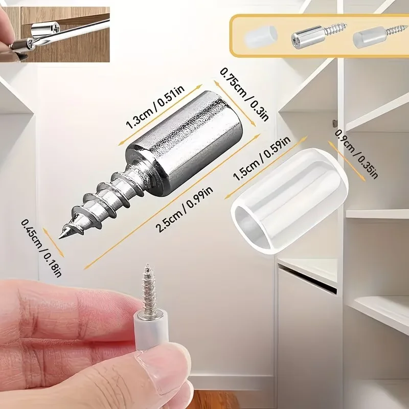 20pcs Metal Shelf Support Pegs with Anti-Slip Sleeves & Self-Tapping Screws Furniture Hardware Set