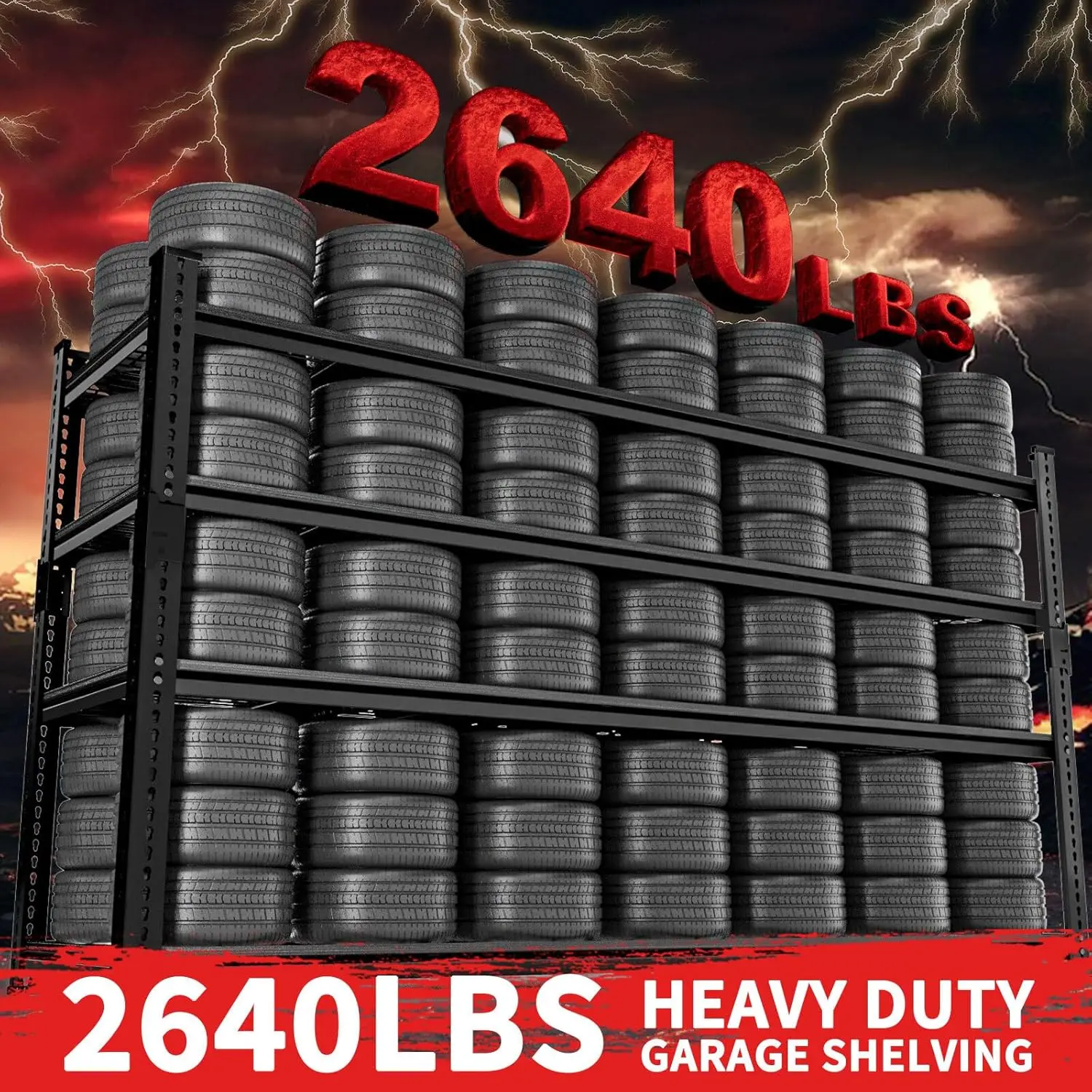 ชั้นวางของ, ชั้นวางของในโรงรถ Heavy Duty ความจุ 2640LBS, 60 "L x 18" W x 60 "H ชั้นวางของโลหะแบบปรับได้