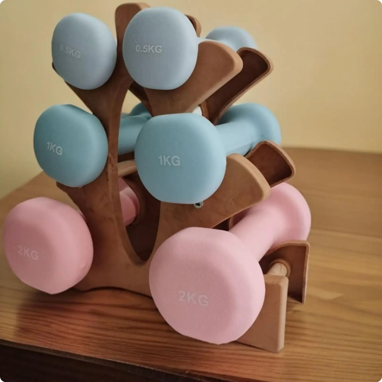 Three-Tier Dumbbell Rack Natural Wood 3 Tier Dumbbell Rack Open Frame