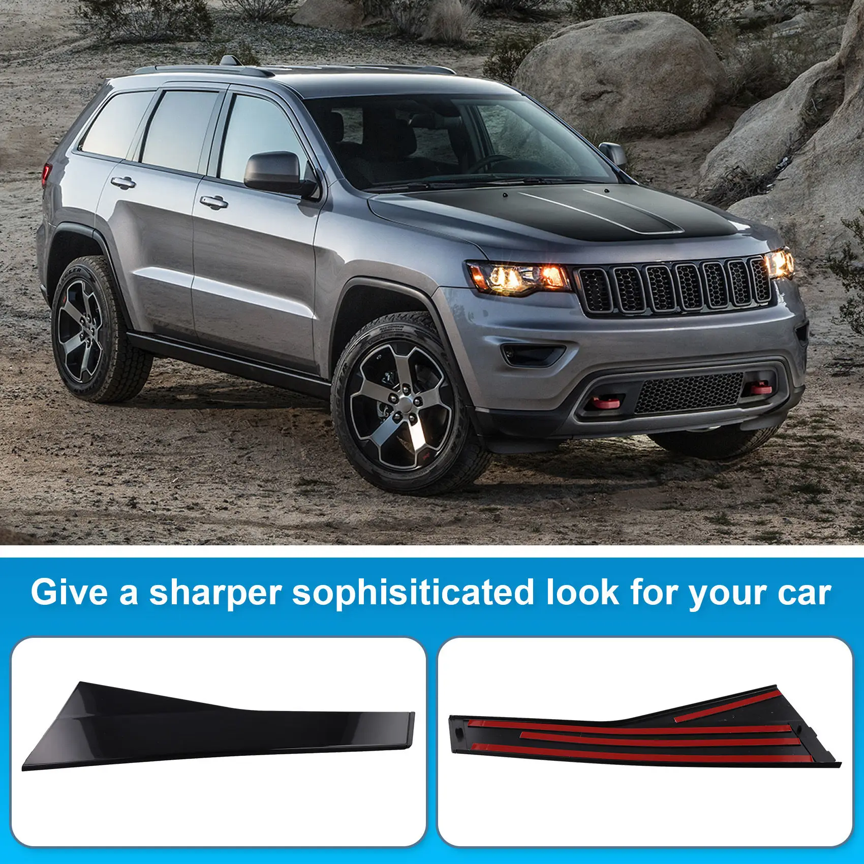 

Exterior Side C Pillar Applique Post Trims Panel For Jeep Grand Cherokee 2011-2021