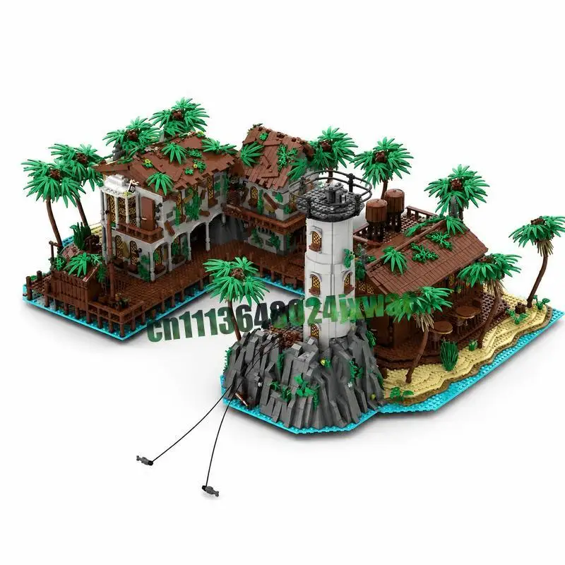 NEW 9888PCS Pirate Island Bay MOC Harbour Tavern Prison Model Custom Puzzle DIY Creative Assembly Educational Toy Popular Gifts
