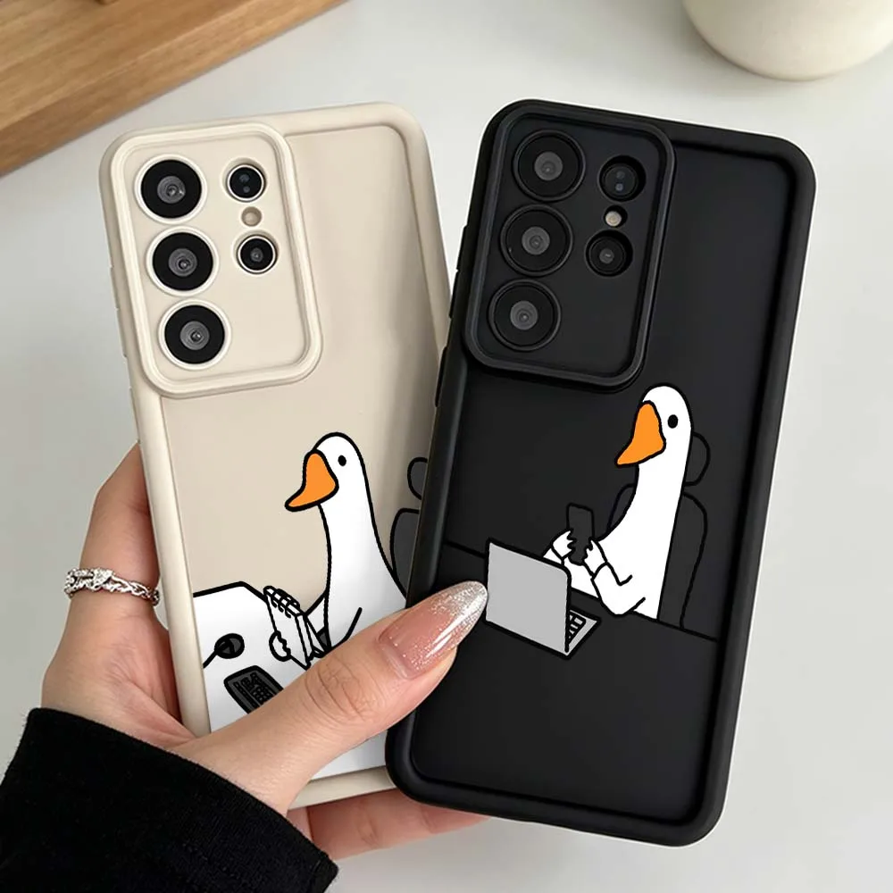 Cartoon Working Duck Cover For Samsung Galaxy S26 S25 S24 S23 S22 S21 S20 Note 20 Ultra Plus FE Eye Ladder Phone Case