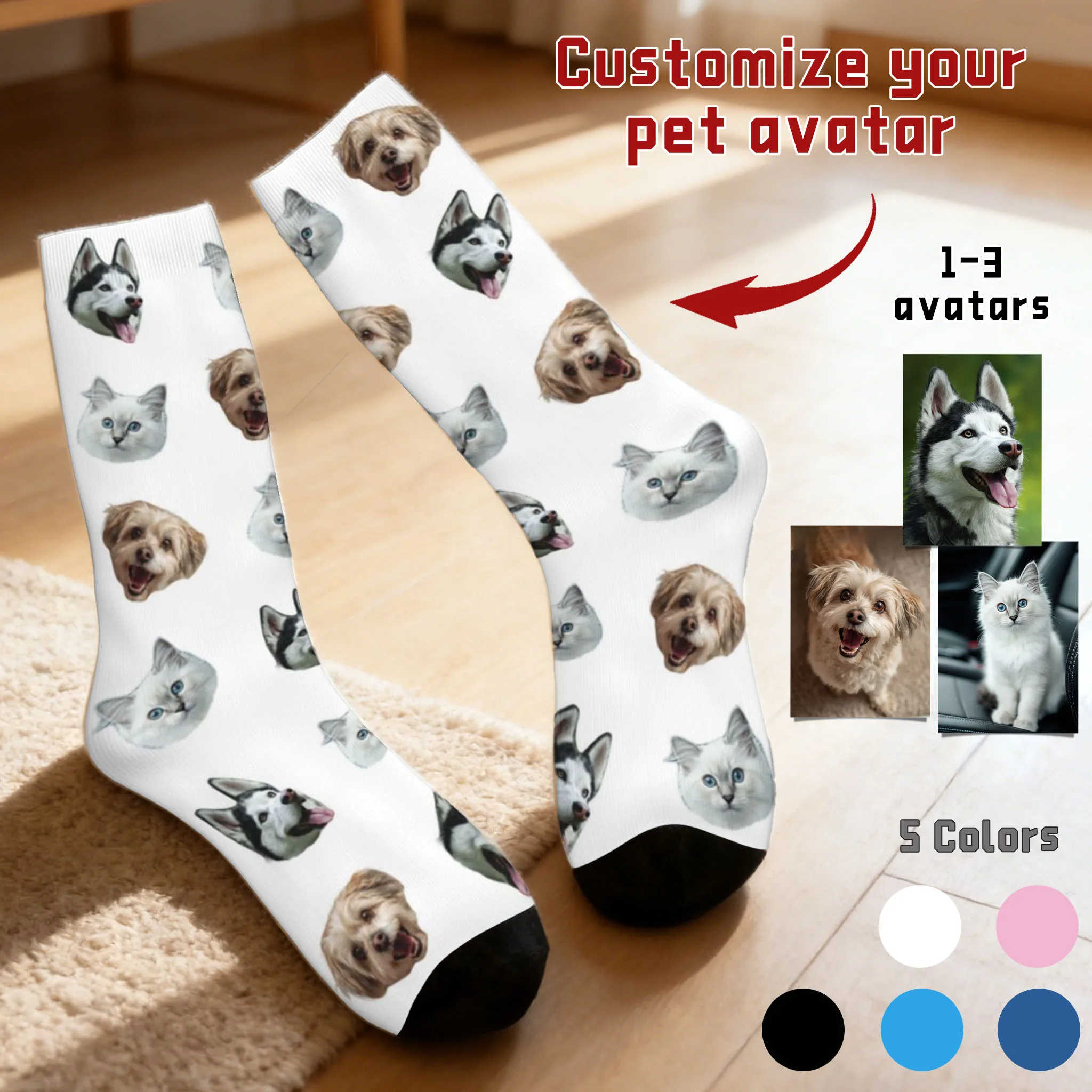 Calzini personalizzati con motivo volto Calzini personalizzati unisex Calzini personalizzati con motivo animali domestici Calzini fotografici Calzini personalizzati come regali
