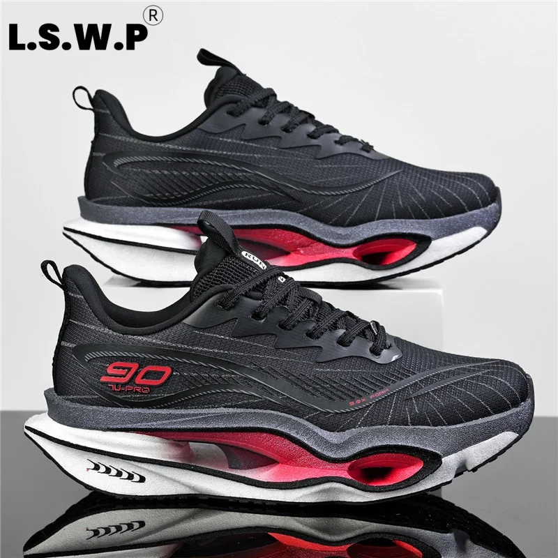 Men's Casual Sports Shoes, Trendy Thick-Soled Hollow Racing Running Shoes, Mesh Breathable Lightweight Sports Shoes, High-Rebound Soft-Soled Shock-Absorbing Running Shoes, Non-Slip and Wear-Resistant, Youth Campus Mara