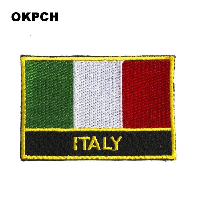 Italy Flag Embroidery Patches Iron on Saw on Transfer patches Sewing Applications for Clothes in Home&Garden