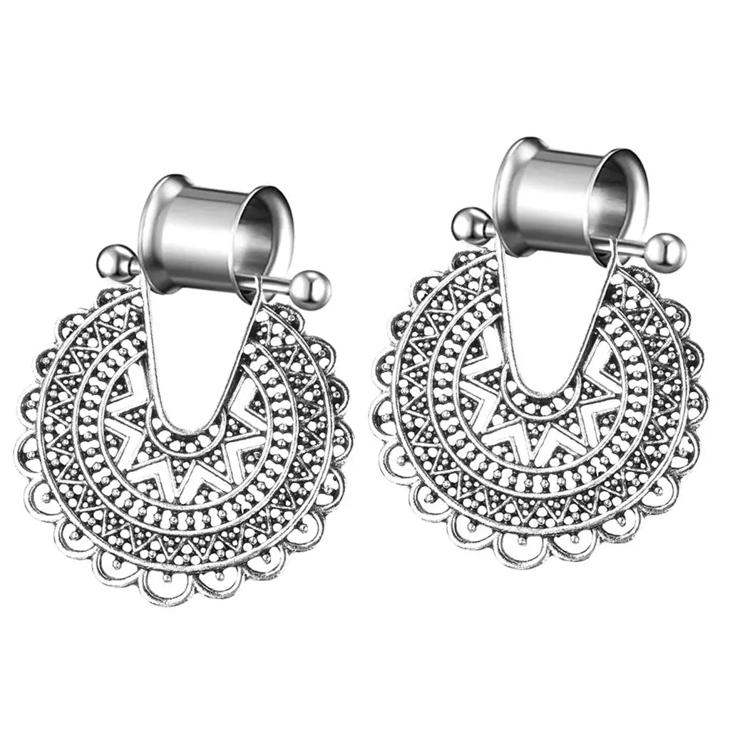 Juego de pendientes de acero inoxidable con diseño de orejas abiertas, pendientes colgantes y joyería para perforaciones en la oreja de mujer.
