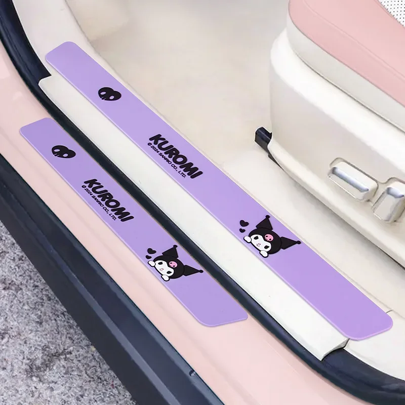 Sanrio Car Door Sill Pedal Protection Strip Anti-Trampling Protection Sticker Trunk Scratch Cover Cartoon Kuromi Car Accessories