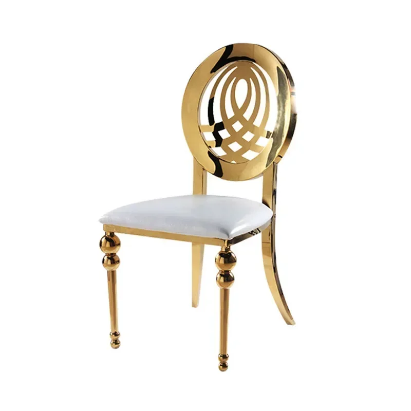 الجملة حدث فاخر جولة الظهر تصميم الذهب حزب الفولاذ المقاوم للصدأ فندق مأدبة الزفاف الطعام كرسي الأرض للخارجية