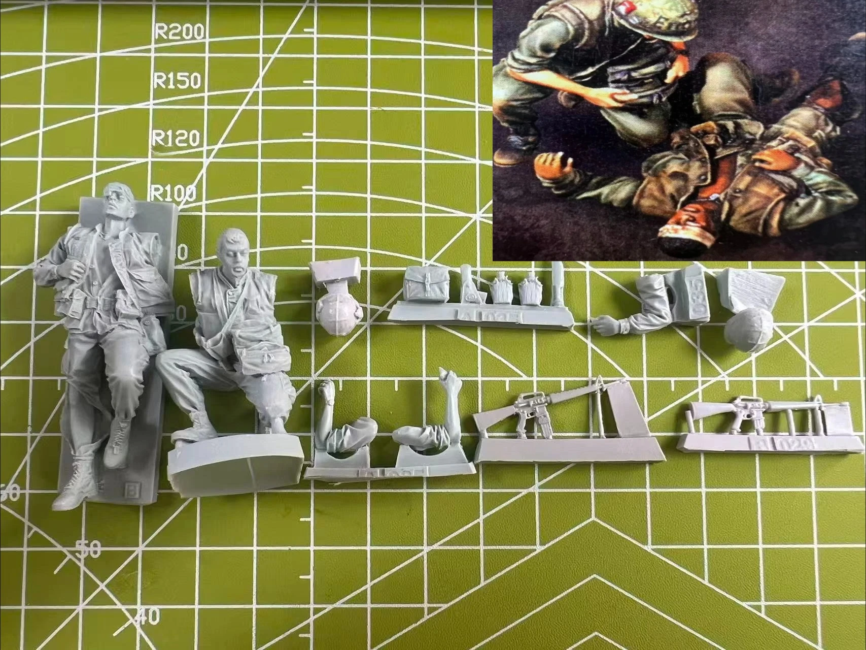 

1:35 Cast Resin Model US Military Rescue Comrade Model 2-person Scene Model Toy Unpainted