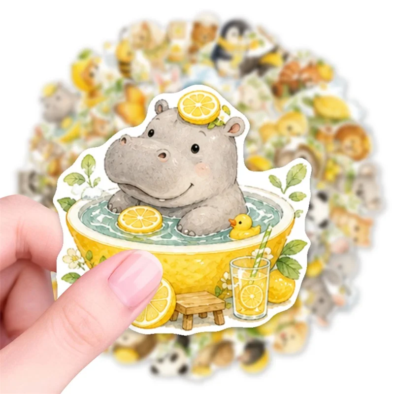 10/30/50PCS Cartoon Lemon Animal PVC Sticker Aesthetic Colored Decoration Scrapbooking Supplies DIY Hand Accounting