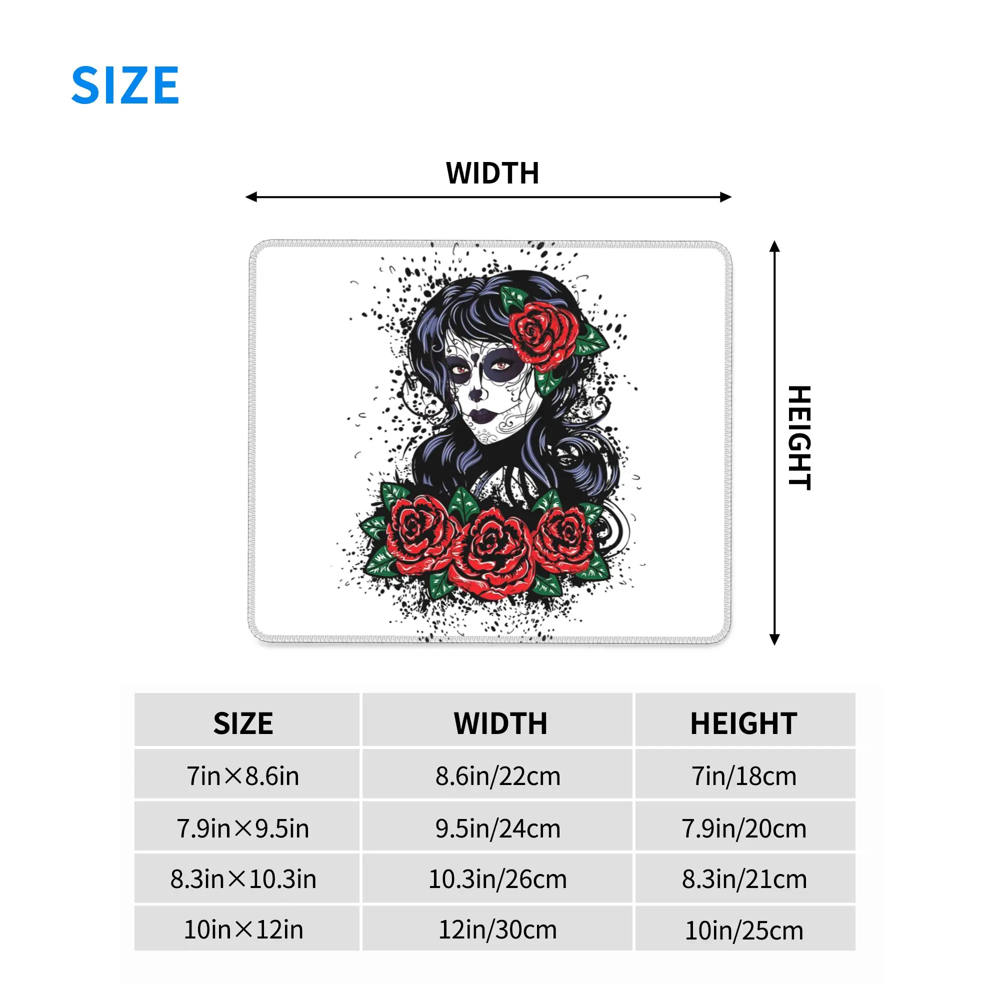 Mexican Catrina Girl Day Of The Dead Sugar Skull Mouse Pad Computer Keyboard Mouse Mat PC Laptop Desk Mat Accessories Table Mats