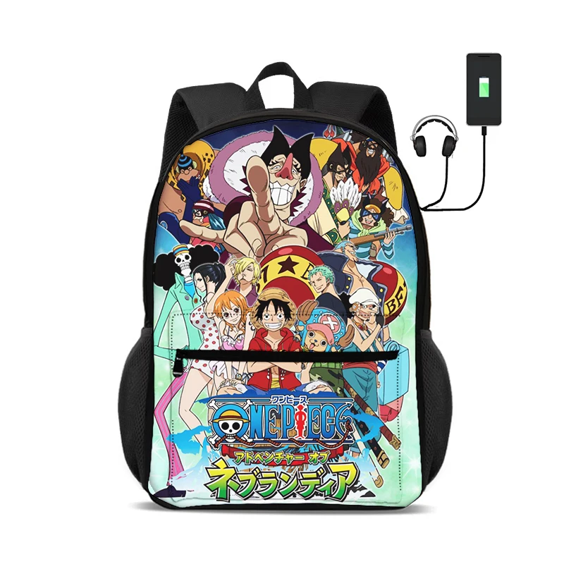 ONE PIECE Monkey D. Luffy 18.5inch Knapsack Cartoon Child School Bags for Boys Girls,Durable & Light Weight Bags for Student