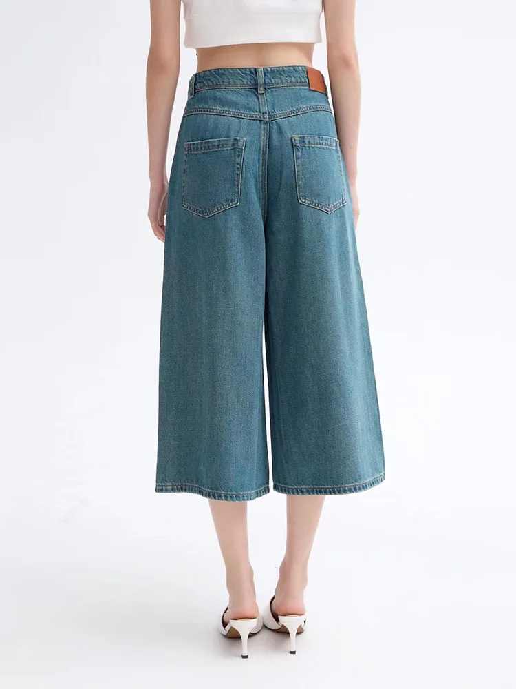 pants y2k spring and summer do old washed simple gradient colour nine women's jeans2024 high waist straight large femme pants