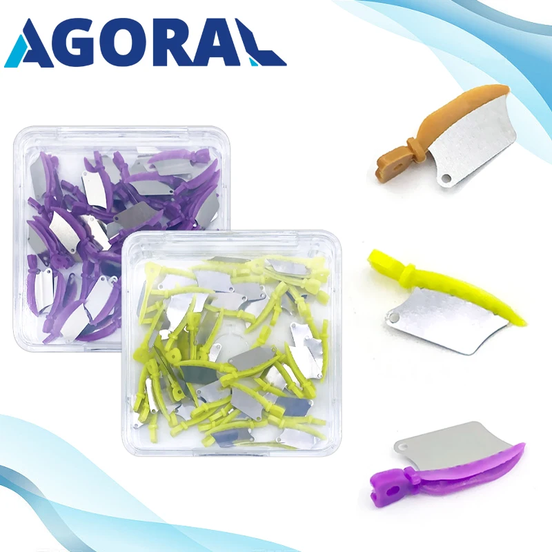 

50Pcs/Box Dental Wedge Knife Prime Teeth Interproximal Wedge Guard With Metal Plastic Wedge Knife Dentistry Tool S/M/L