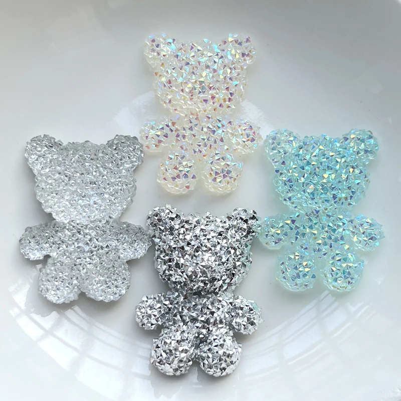 6 pieces of 32 * 24mm mineral bear rhinestone DIY jewelry decoration flat back scrapbook Hairpin accessories